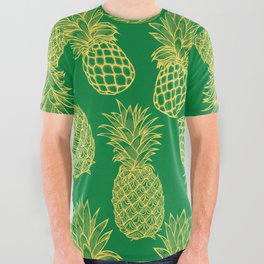 Fresh Pineapples Green & Yellow All Over Graphic Tee