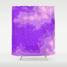 Purple Nebula (8bit) Shower Curtain