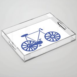 Bike Lover Cyclist Blue Print Pattern Acrylic Tray