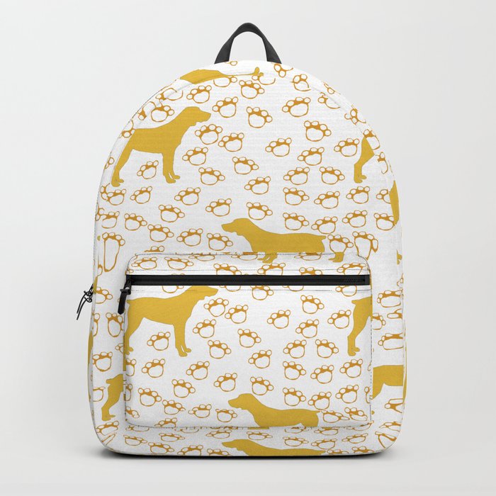 Big Yellow Dog and Paw Prints Backpack