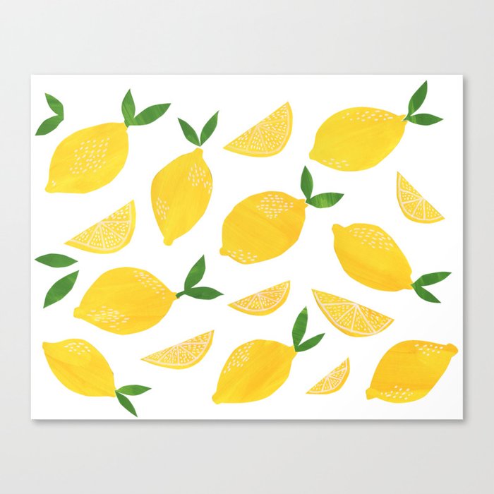 Lemon Cut Out Pattern Canvas Print