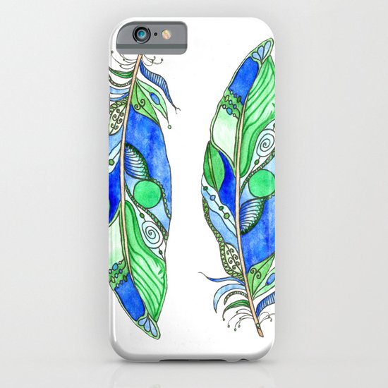 Bohemian Spirit Feathers - Blue & Green iPhone & iPod Case