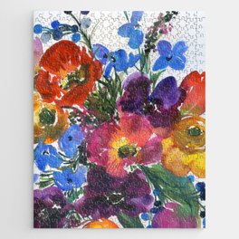 colorful bouquet: delphiniums Jigsaw Puzzle