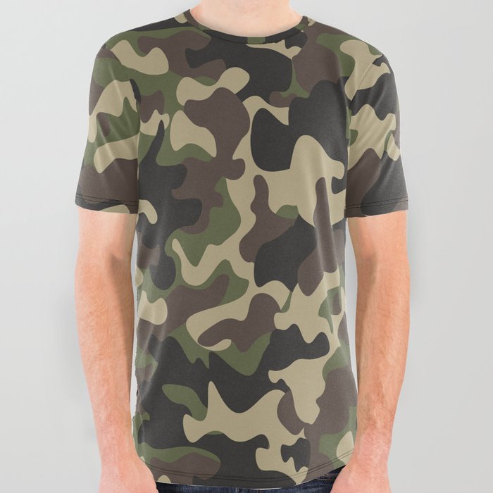 vintage military camouflage All Over Graphic Tee