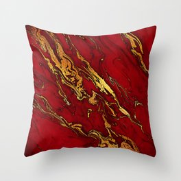 Chic Elegant Fire Red Ombre Glitter Marble Throw Pillow