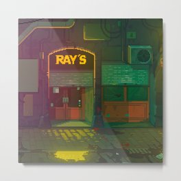 Rawal Rumble - Ray's pub Metal Print | Barcelona, Bar, 16Bits, Pixelart, 90S, 8Bit, Game, Pub, Painting, Games 