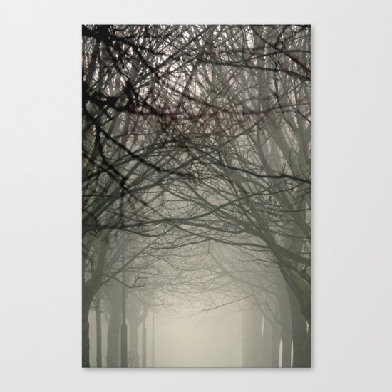 Branches meeting in the fog Canvas Print