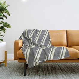 [ Thumbnail: Beige & Dim Grey Colored Striped/Lined Pattern Throw Blanket ]