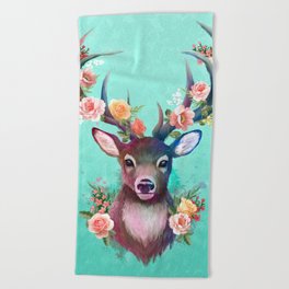 Deer of Spring Beach Towel