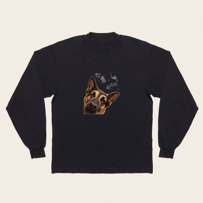 Curious German Shepherd Dog Long Sleeve T Shirt by creative