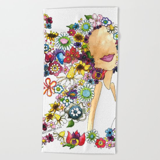 Flower Girl Two Beach Towel