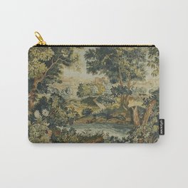 Antique 18th Century Verdure French Aubusson Tapestry Carry-All Pouch | Marieantoinette, Forest, Pastoral, Castle, Painting, Rococo, Ancient, Historical, Farmhouse, Beautiful 