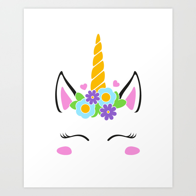 Unicorn Face Unicorn Head Flower Unicorn Eyelashes Girl