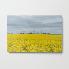 When the fields are not green but vibrant yellow! Metal Print | Vegetableoil, Canola, Photo, Spring, Electrictower, Field, Plantation, Harvest, Rapeseed, Greenrecovery 