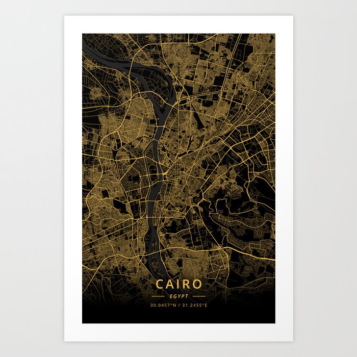 Cairo, Egypt - Gold Art Print