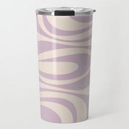 Mod Thang Retro Modern Abstract Pattern in Light Lilac Purple and Cream Travel Mug