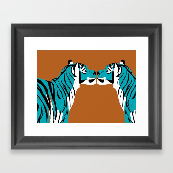 Year of the Tiger in blue duo Framed Art Print