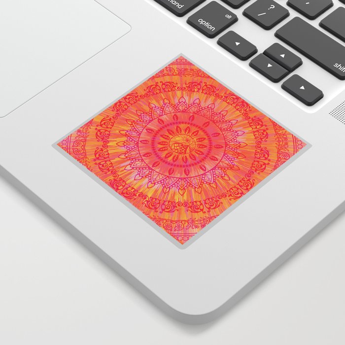 Mandala Orange Pink Spiritual Zen Hippie Bohemian Yoga Mantra Meditation Sticker