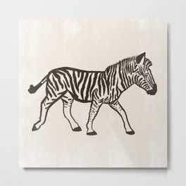 Zebra - Black and White Metal Print