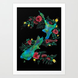 NewZealand Map Art Print