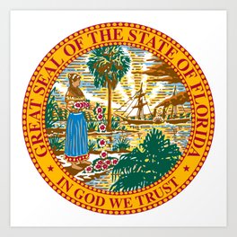 Great Seal Of The State Of Florida Art Print | Miami, Floridapatriot, Floridapride, Florida, Floridagreatseal, Floridaemblem, Digital, Seal, Floridaflag, Floridacoatofarms 
