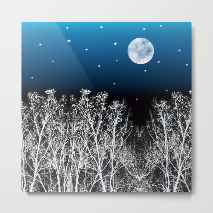 White Woods Moon Metal Print