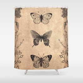 Vintage Butterfly Print Shower Curtain