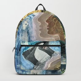 Time Backpack | Time, Thoughts, Collage, Spark, Blue, Ally, Think, Be, Mixedmedia 