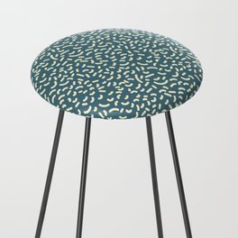 Teal and Cream Retro Memphis Style Pattern Counter Stool