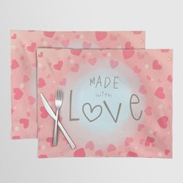 Made with love pink heart painting Placemat