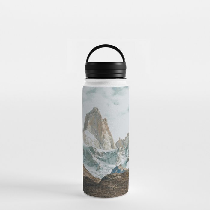 Argentina Photography - Lake In Front Of Huge Tall Mountain Water Bottle
