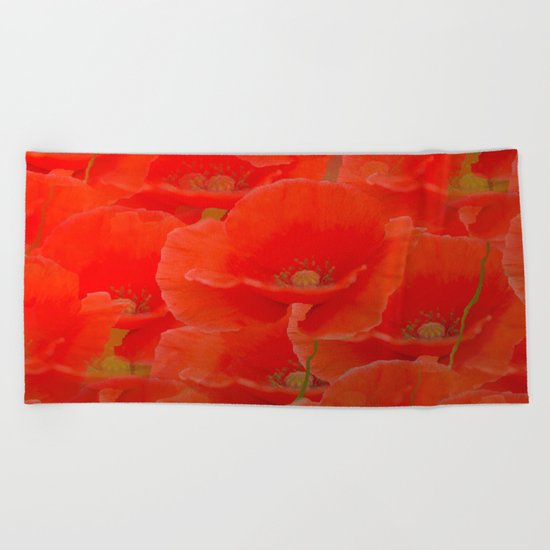 Red Poppies Beach Towel