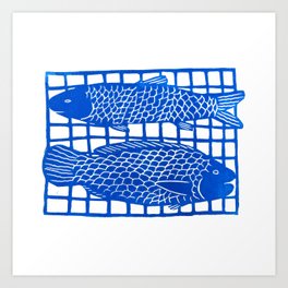 Grilled Fish: Blue Art Print
