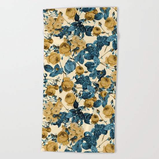 80's summer garden Beach Towel