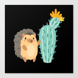 Cactus Hedgehog Cute Autumn Kids Canvas Print