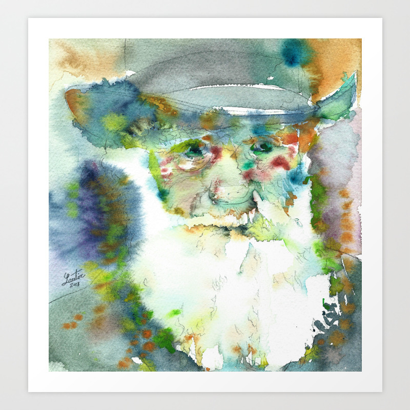 Charles Darwin Watercolor Portrait Art Print By Lautir Society6