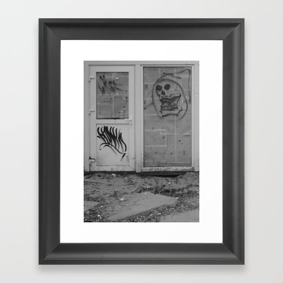 Death's newspaper booth Framed Art Print