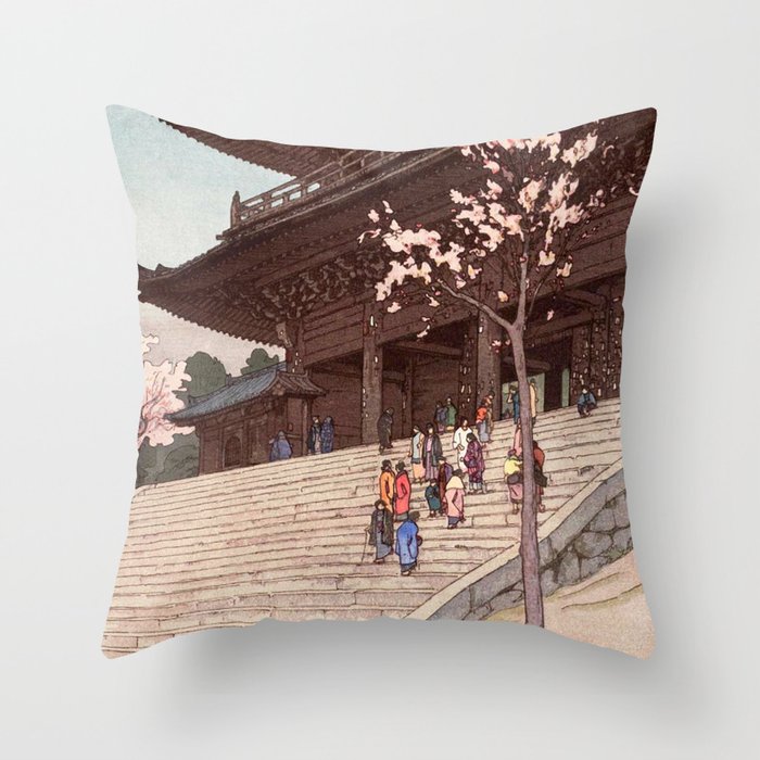 Sakura Temple By Yoshida Hiroshi Throw Pillow