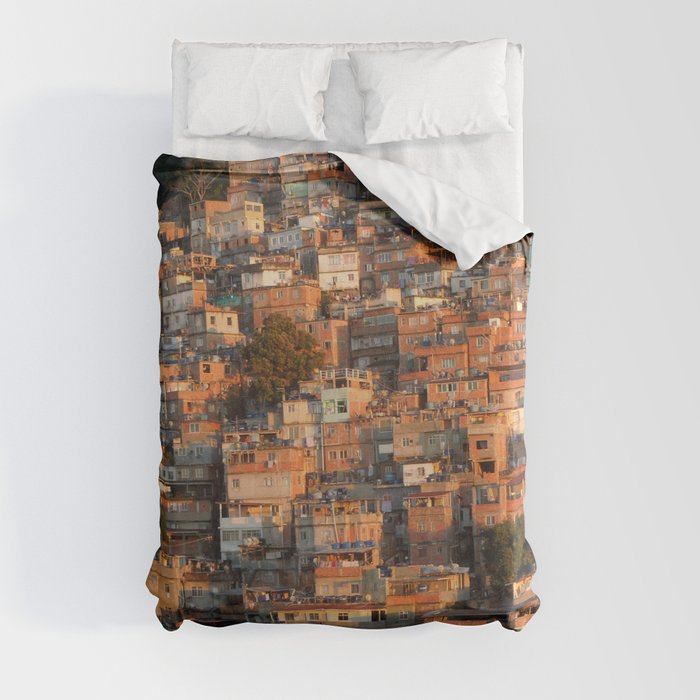 Brazil Photography - Beautiful City On A Hill In The Sunset Duvet Cover
