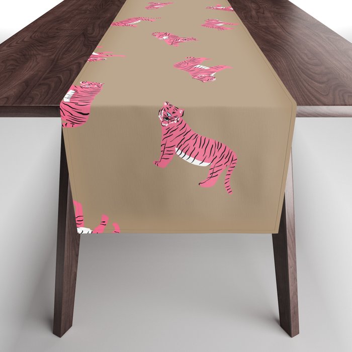 Year of the Tiger in Pop Pink and Tan Table Runner