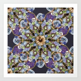 Lavender and crystals mandala  Art Print | Collage, Bohemian, Mandala, Laptop, Digital, Nature, Insects, Spiral, Circle, 2020 