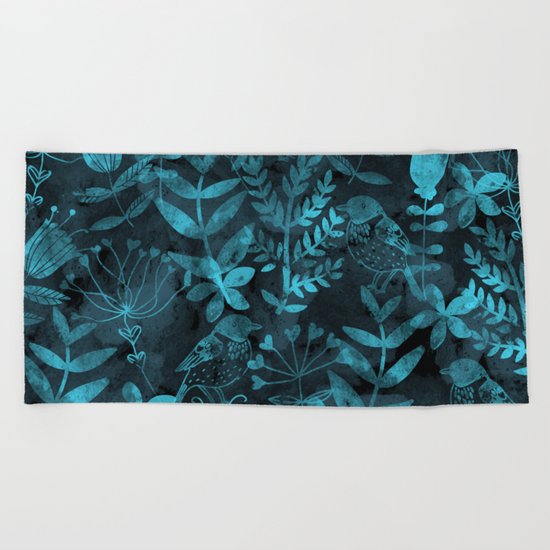 Watercolor Floral & Birds IV Beach Towel
