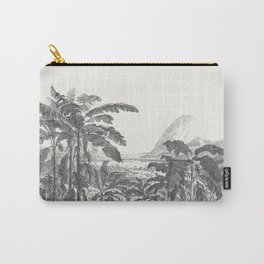 Palms and Mountain Carry-All Pouch | Tiger, Indian, Animal, Tree, Tropical, Drawing, Vegetable, Illustration, Dream, Retro 