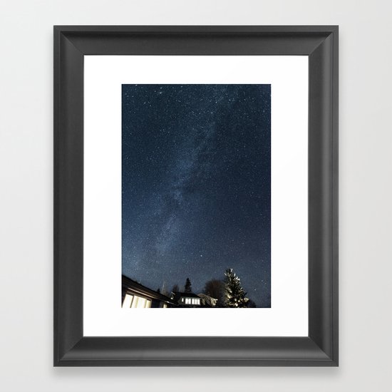 Cabin under the stars Framed Art Print