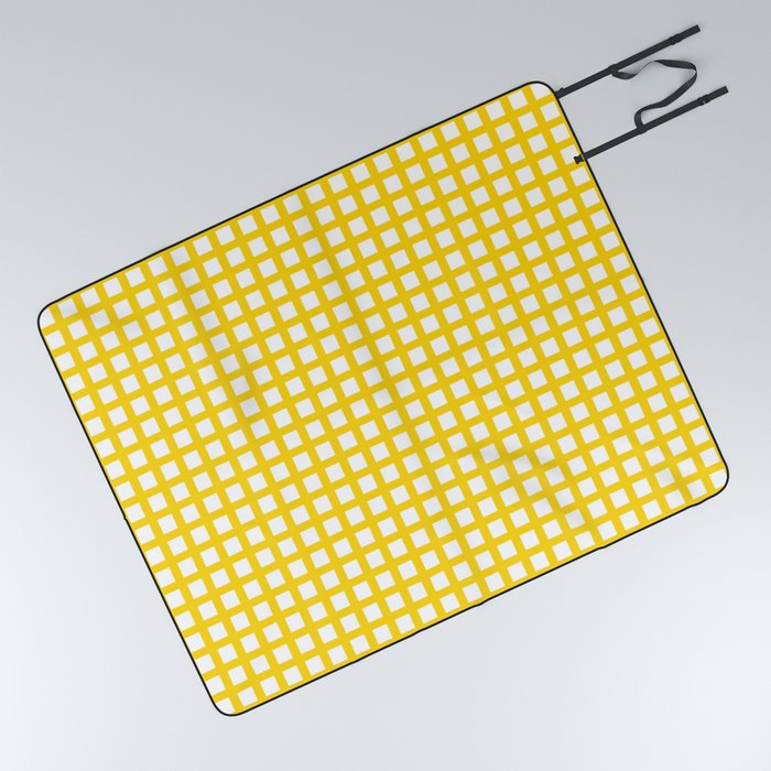 Grid Pattern 311 Yellow Picnic Blanket