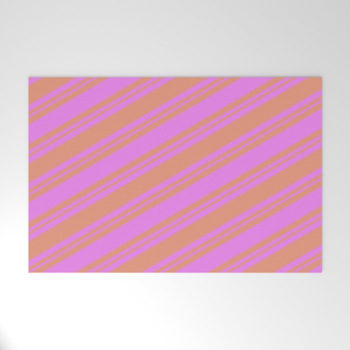 Violet and Dark Salmon Colored Striped/Lined Pattern Welcome Mat