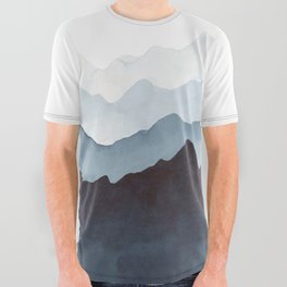 Indigo Mountains Landscape All Over Graphic Tee