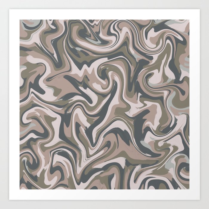 Dreamy Twirl Ocean Trippy Rainbow 1 Silver Titanium Grey Art Print