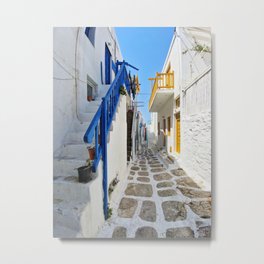 Series of stairs in Mykonos Metal Print | Photo, Perspective, Stairs, Colorful, Greece, Colors, Wide, Mykonos 
