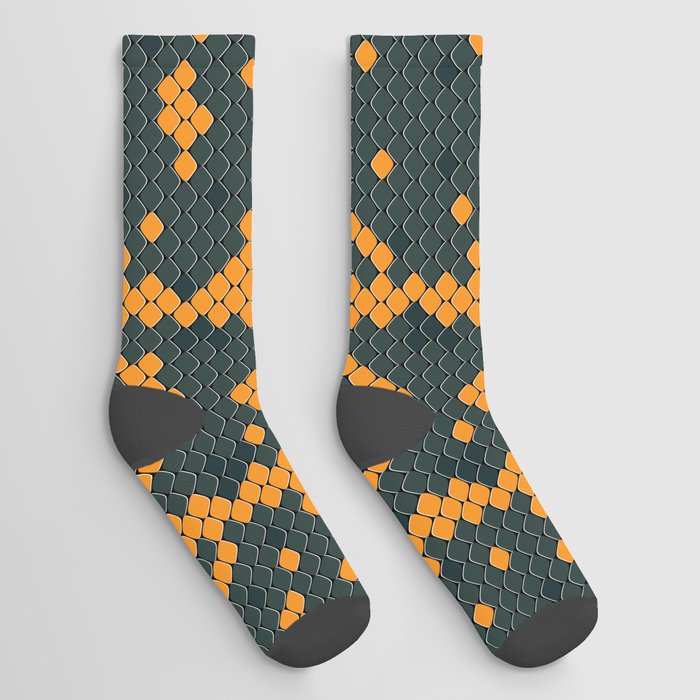 Orange Snake Print Socks